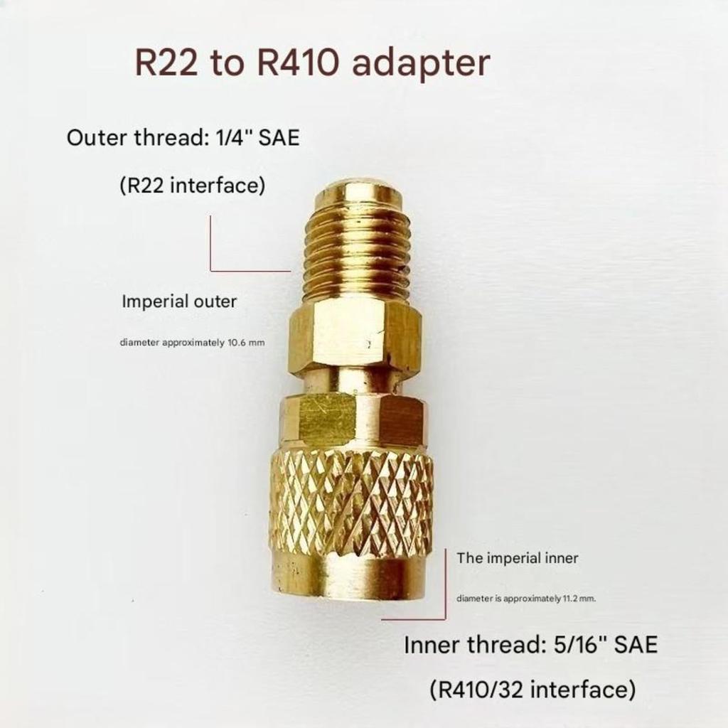 Brass Straight Adapter M5/16" Male × 1/4" SAE Female — HVAC Refrigerant Adapter for R22 & R410A Air Conditioners — Precision Thread,