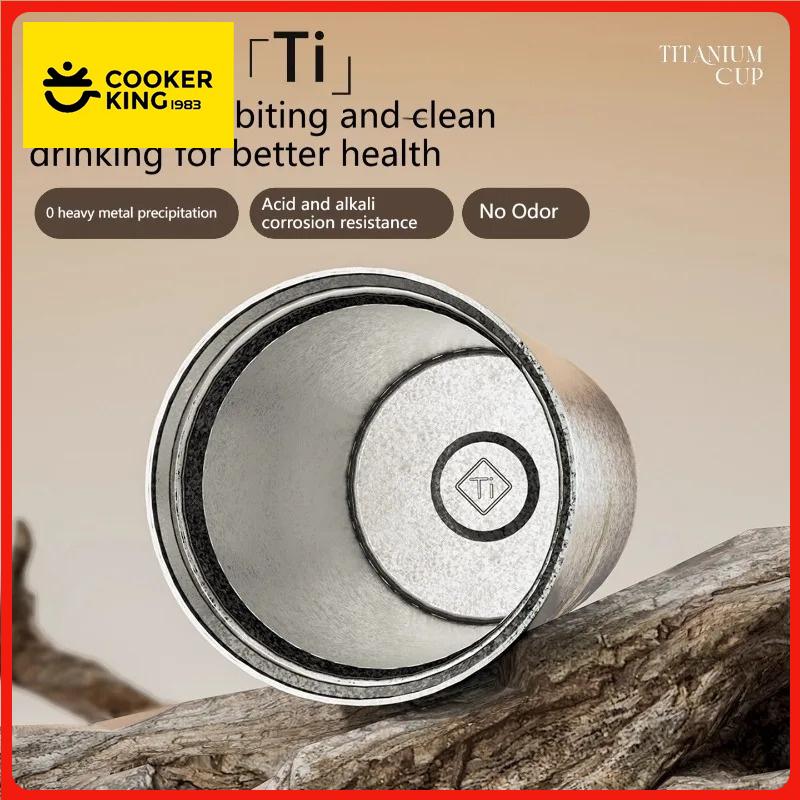 COOKER KING 520ML Pure Titanium Insulated Cup Flower Pattern Portable Thermos Cup Dual-Drink Coffee Mug Car Water Cup for Gift