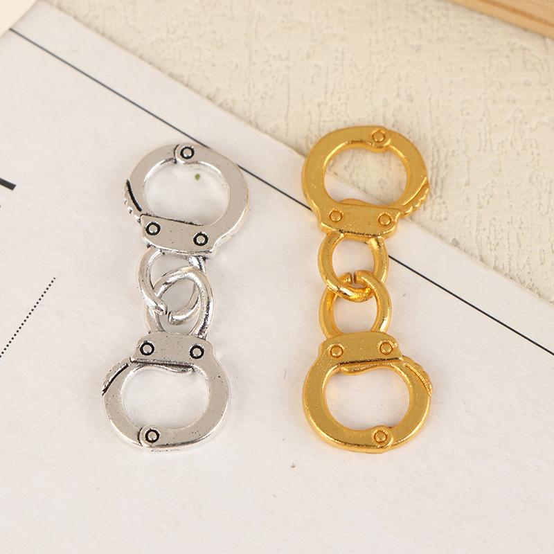 20Pcs/Pack Alloy Simulated Small Handcuffs Charms Connectors Link Handcuffs Pendant For Necklace Bracelet Jewelry Making