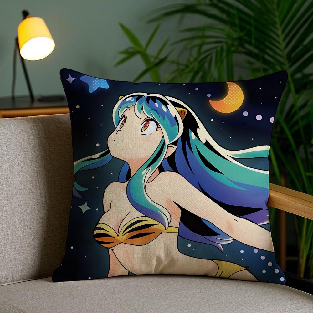 Anime Game U-Urusei Yatsura Cushion Cover Soft Short Plush Double-Sided Printing Home Decor Machine Washable Pillow Case Gift
