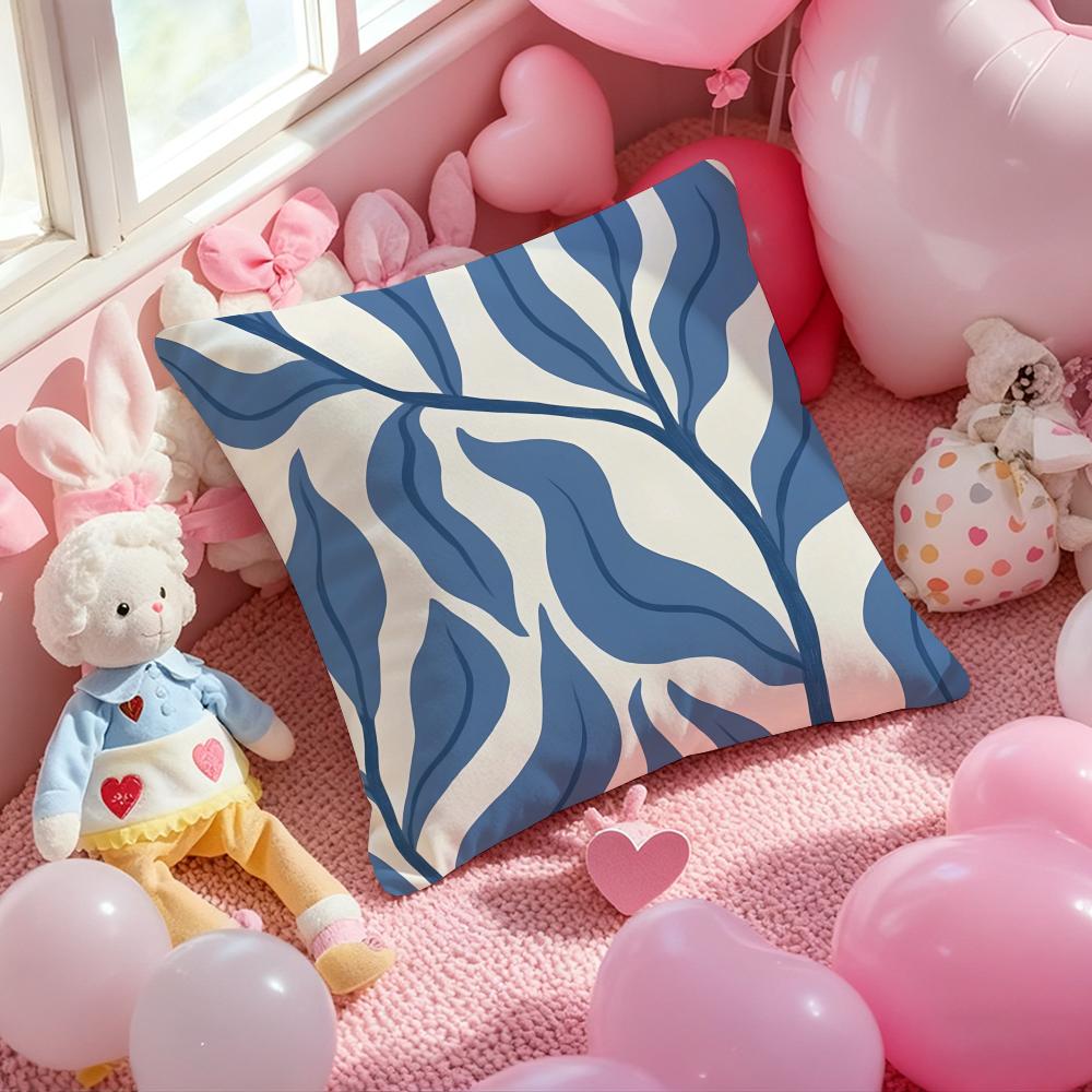 Elegant Blue Floral Cushion Cover Pattern Printed Pillowcase for Living Room Sofa Cushion Cover & Bedroom Decor