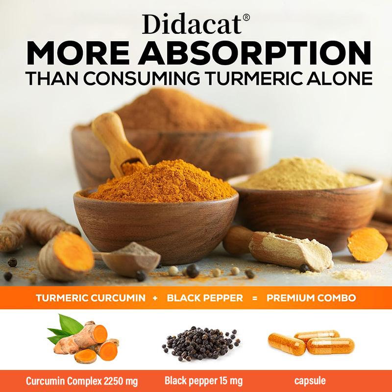 Integratore Alimentare Complesso di Curcumina Biologica, Con Zenzero, Estratto di Pepe Nero