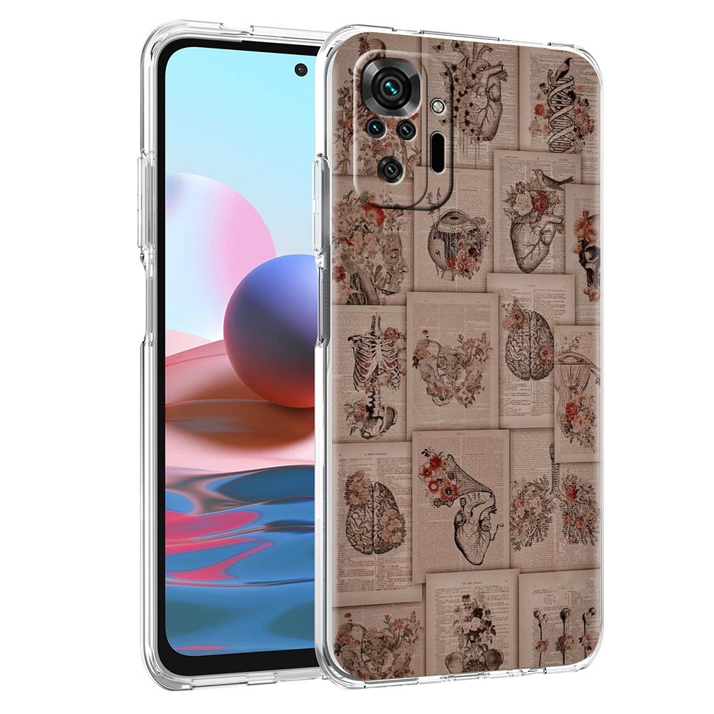 

Transparent Phone Case for Redmi 13C 12C 10C Note 13 12 11 11T K40 Plus Pro 5G Soft TPU Shell Anatomy Skeleton Chalkboard Heart Redmi 12C