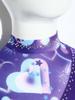 Girls Gymnastic Leotard Sparkly Rhinestones Patchwork Asymmetric Sleeve Design Back Hole Out Crotch Press Buttons Dance Unitard Competition Bodysuit