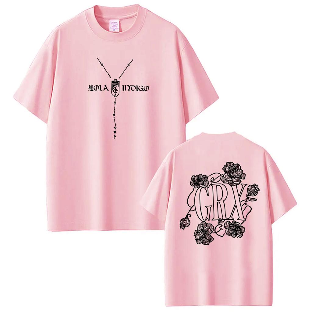 Lola Indigo GRX Tour Double Sided Print T-shirt Men Women Clothing O-Neck Y2K T-Shirts Casual Oversized Cotton Top