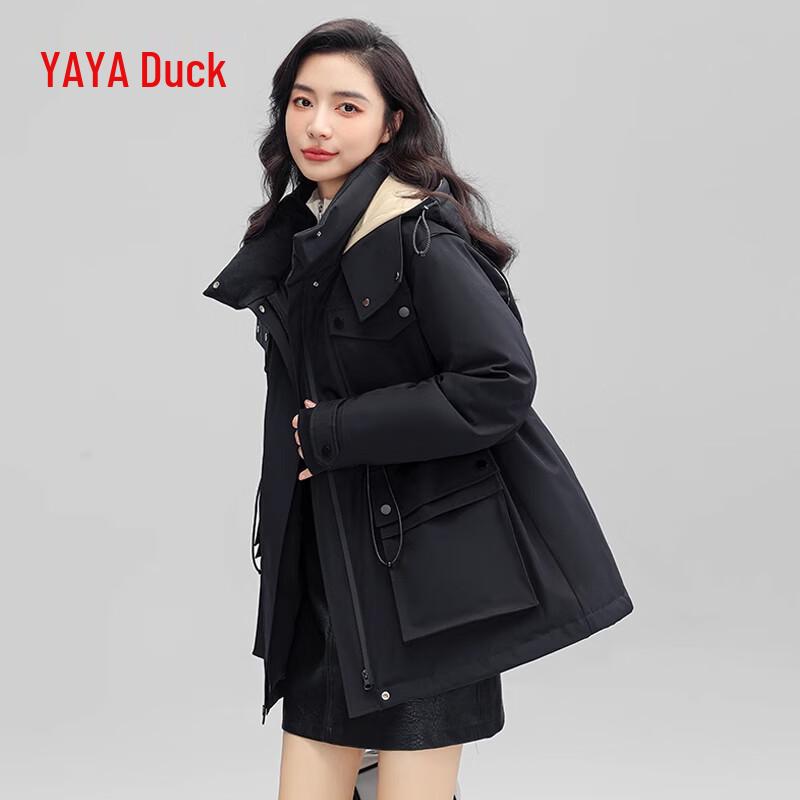 

YAYA Women s Hooded Short Waist-Cinching Down Jacket YE3B630422H S