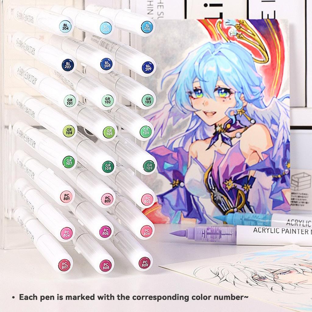 9pcs/box Acrylic Soft-head Marker Pen Art Painting Can Stack Colors Watercolor Pen Set School Student Stationery Supplies