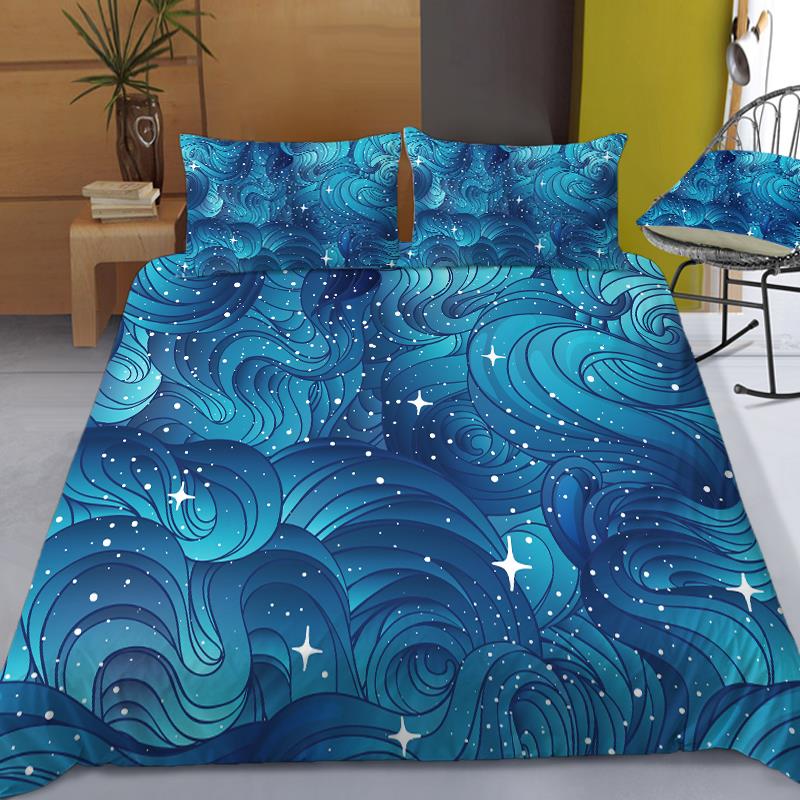 Stars Bedding Set Night Sky Kids Girls Boys Duvet Cover Set Dark Blue Home Textiles Galaxy Bedclothes Men Women Soft Quilt Cover