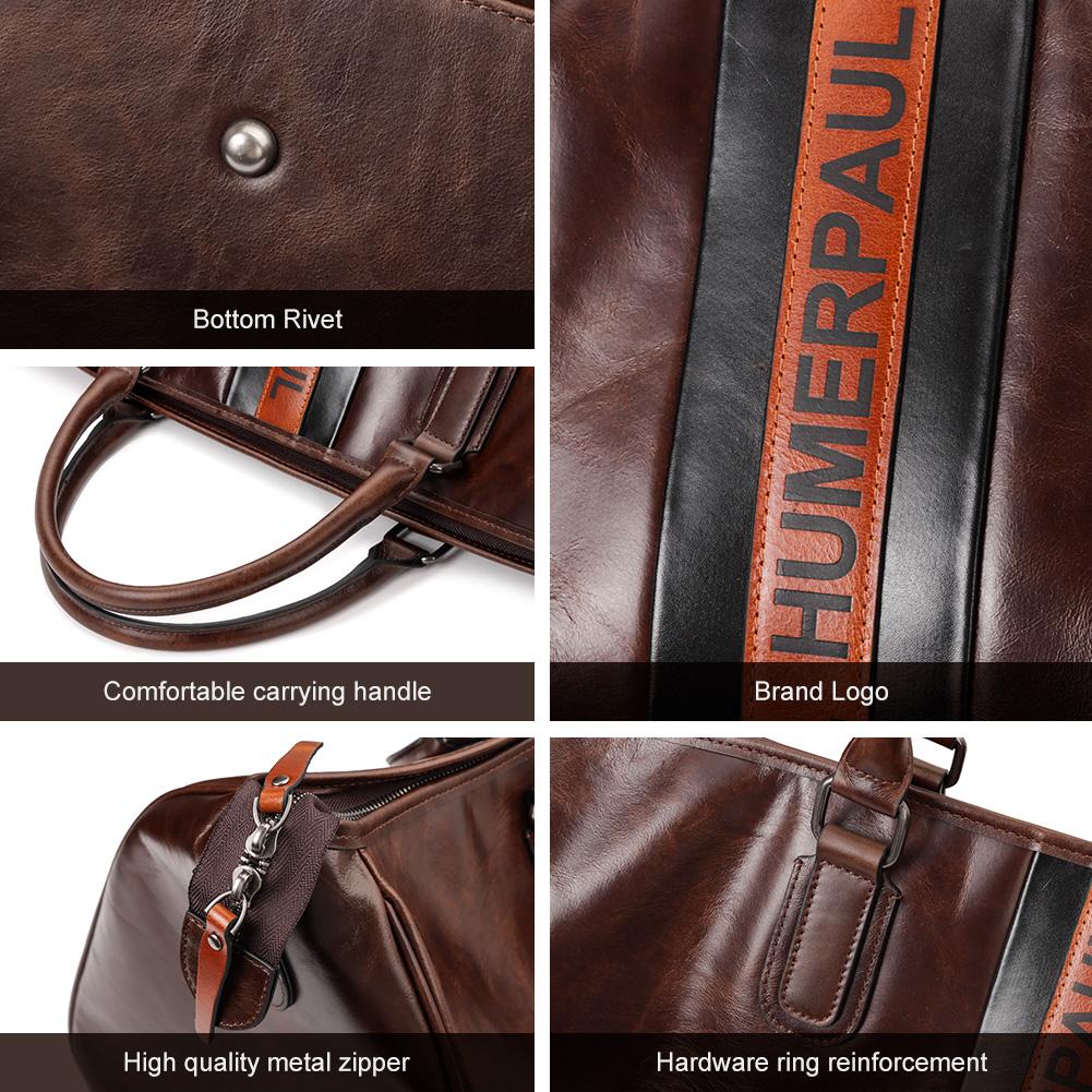 HUMERPAUL Genuine Leather Travel Bag Large Capacity Bag Handbag