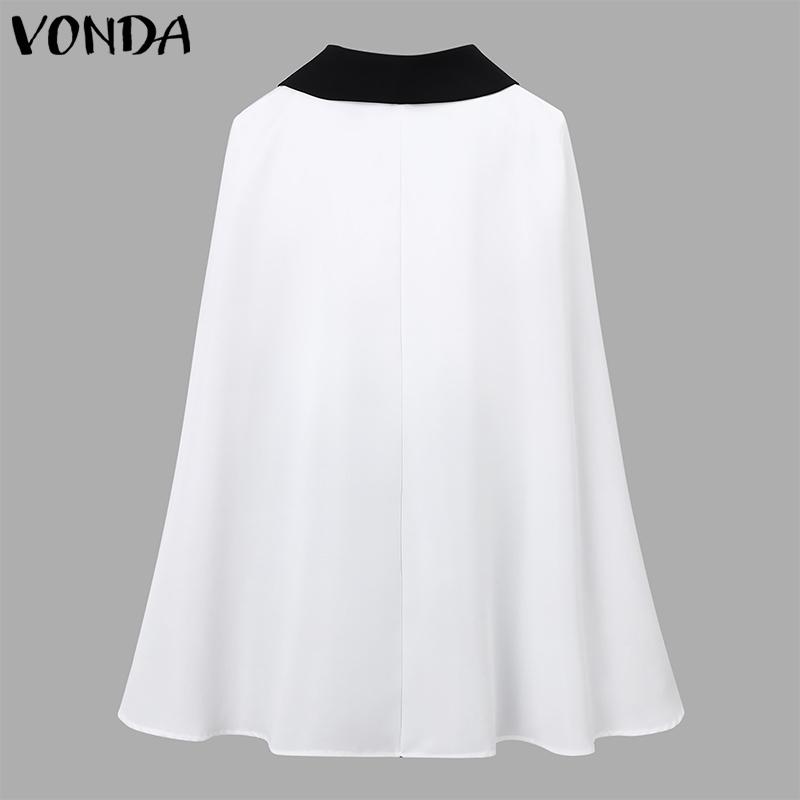 VONDA Dámské módní kontrastní barevné sako s dlouhým rukávem a výstřihem do V