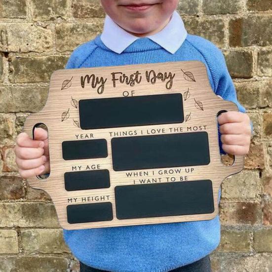 First Day of School Board Dry Erase Reusable Back to School Wooden Commemorative Sign Decoration Preschool Kindergarten Students Souvenir Gift