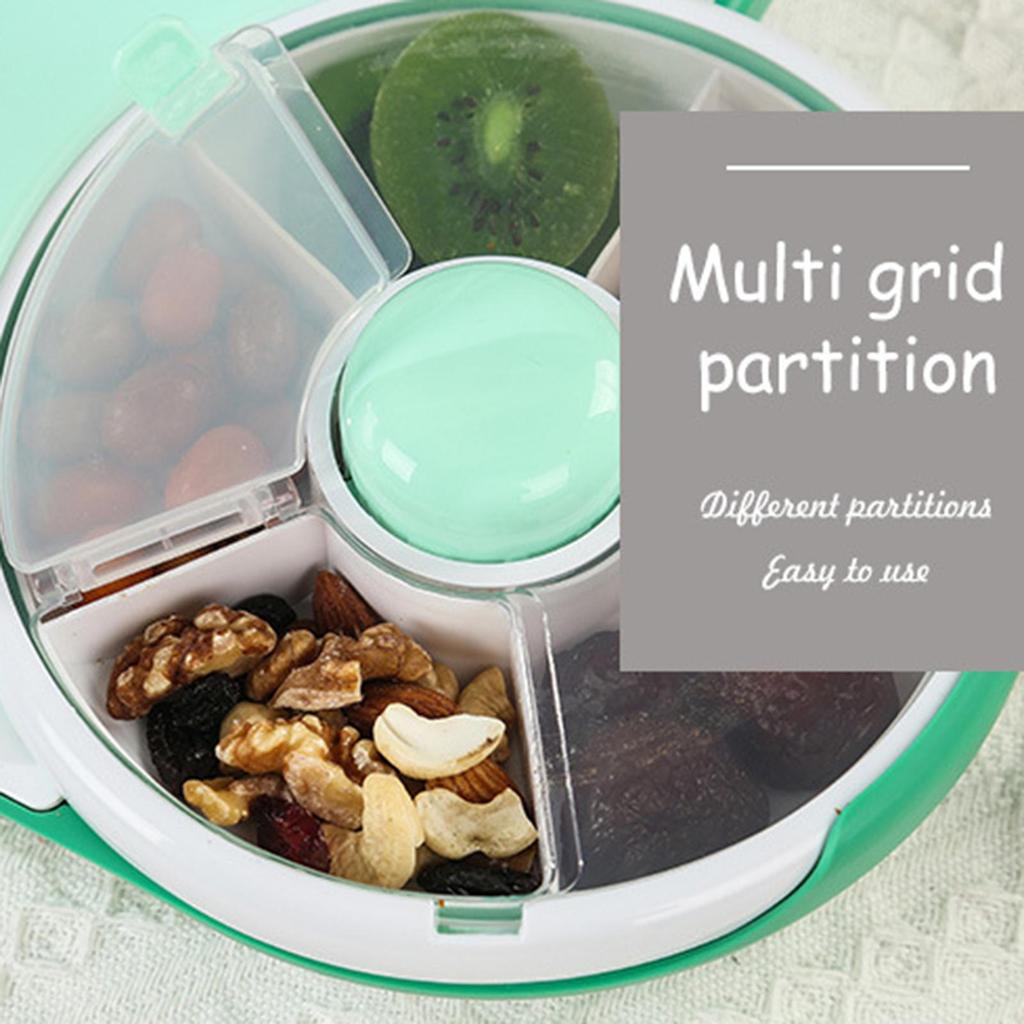 Snack Rotating Container Multifunction Sealing Lunch Box Sealed Fruit Tray with Lid Leakproof Road Trips for Veggie Kids Adults