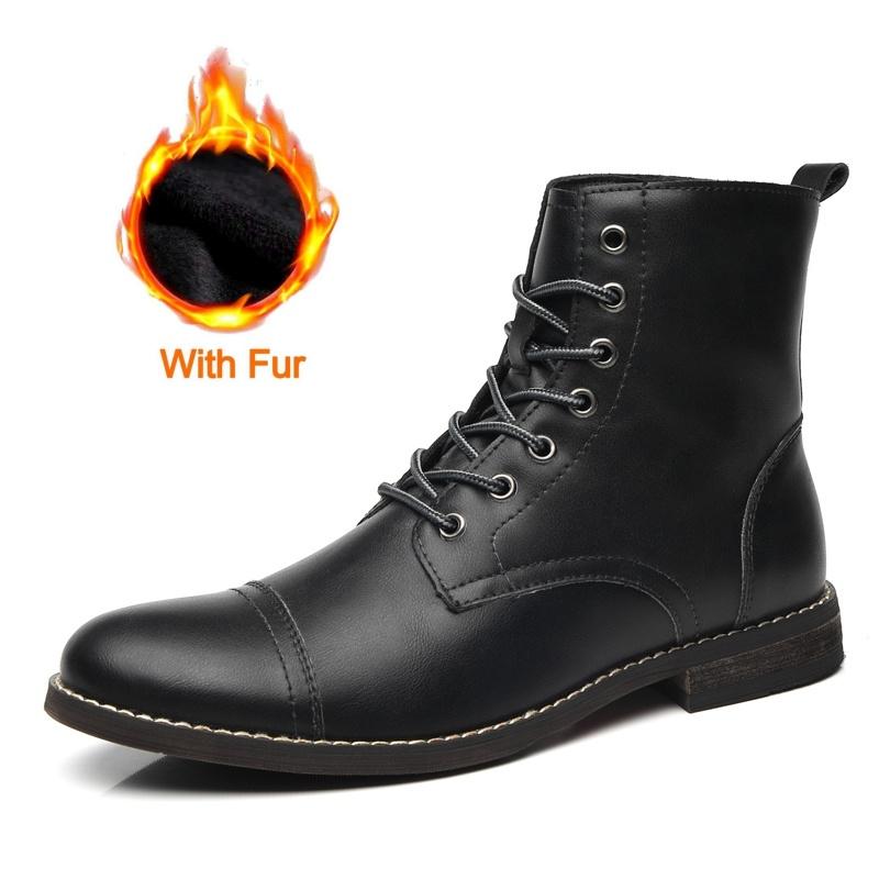 Fashion High Quality Men Winter Chelsea Casual Leather Boots Flat Designer Outdoor Waterproof Working Ankle Boots Pointed Toe Boots Men