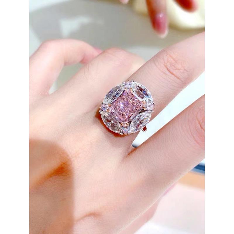 Hochwertiger Damen-Diamantring in Kaugummipink: Verstellbar, Leichter Luxus, Super Funkelndes Design
