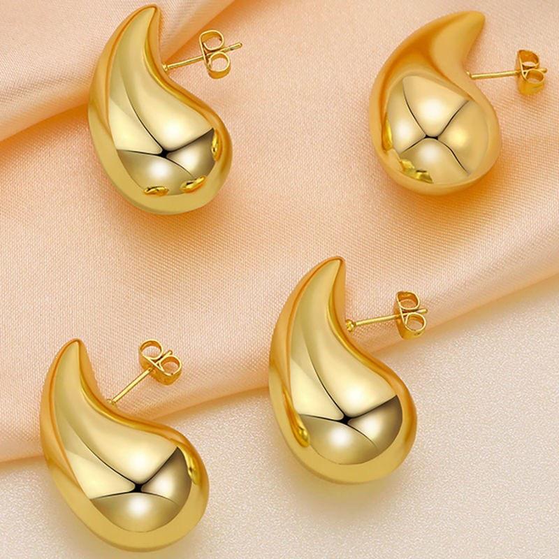Colorfast Stainless Steel Water Drop Stud Earrings - Fashionable & Versatile