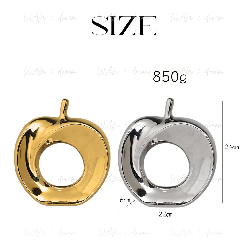 Apple Shaped Ceramic Object Interior Figurine Modern Nordic Decoration Art Goods Gold and Silver