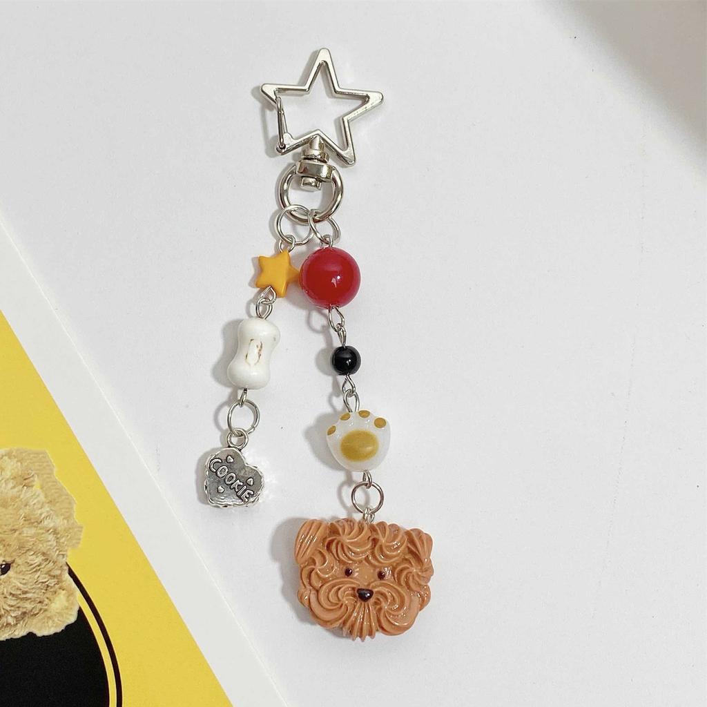 Resin Puppy Bead Pendant Keychain Trendy Earphone Case Charm Accessory Fashionable Phone Chain for Women and Girls