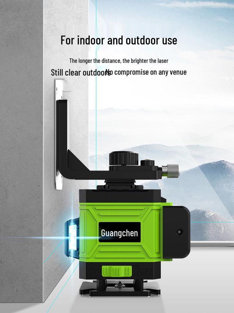High-Precision Laser Level with Green Light, 12-16 Lines, for Walls and Floors, Automatic Leveling