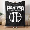 Pantera Cowboys From Hell Band Logo Graphic Print Flannel Blanket Black Background Heavy Metal Rock Soft Throw Blanket Music Fan Home Decor