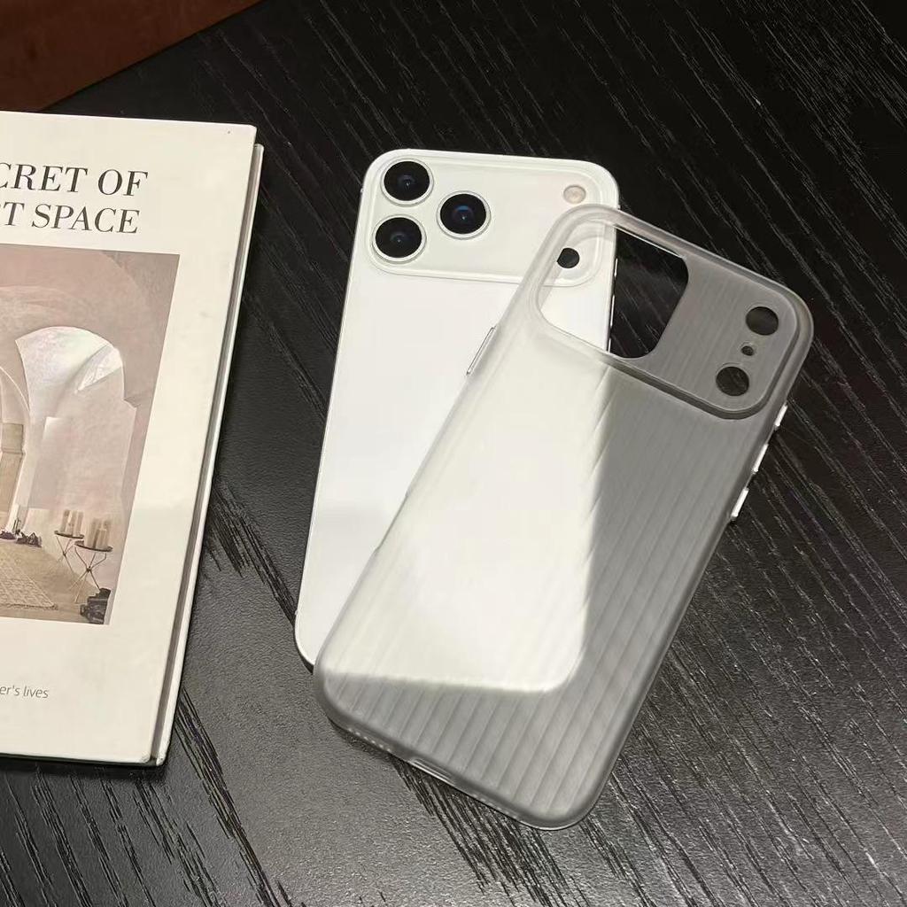 Compatible iPhone 17 Hard Shell - Striped Suitcase Design for Apple 15 Pro Max, Frosted Semi-transparent PC Case