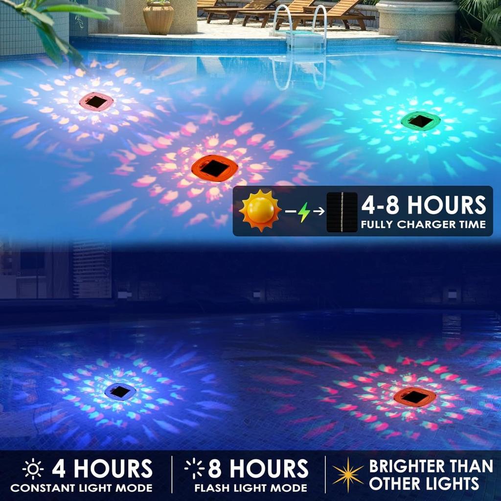Creative Solar Rechargeable Swimming Pool Light Small Fish Projection Light Smart Colorful Atmosphere Light Night Light