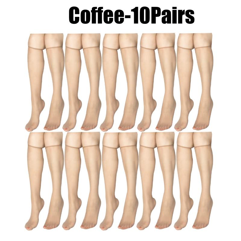 Summer Ultra-Thin Korean Style Invisible Thigh-High Socks Nude Seamless Mid-Calf Short Socks for Women Anti-Snag Sheer Stockings