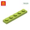 Non-Toxic 124Pcs/Lot Plate 1X5 Holes Block Moc Color Accessories Compatible With 78329 Brick Diy Children Toy Assembly Parts