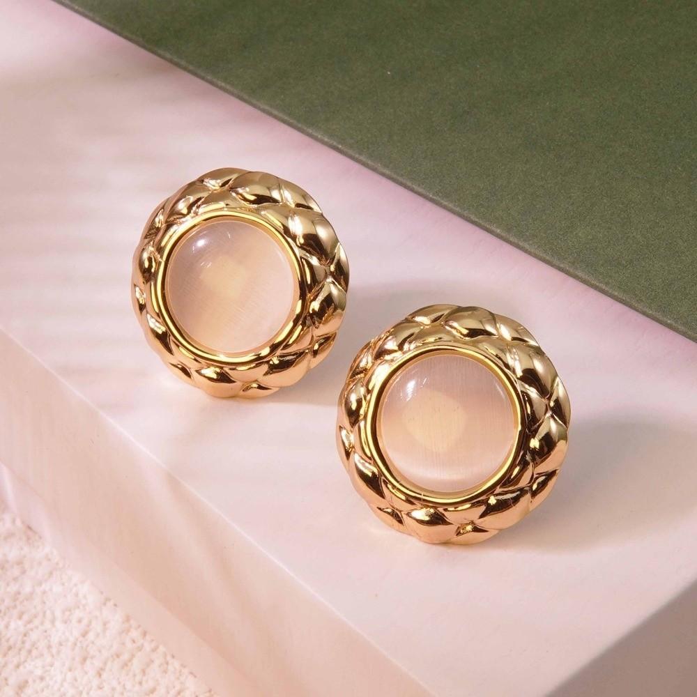 Oblate Shape Opal Earrings Vintage Style Round Earrings Elegant Flower Earrings  Wedding