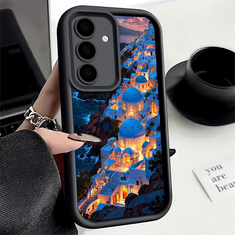 Phone Case for Samsung Galaxy A17 A16 A15 A14 A13 Santorini Greece Summer A56 A36 A26 A55 A35 A25 A54 A34 A24 A53 A33 A23 A07 A0