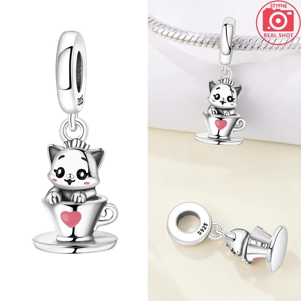 Animal Cat And Dog Pendant Bonding Love Coffee Cup Beads Fit Bracelet Original Charmscopper Women Diy Valentine Gift