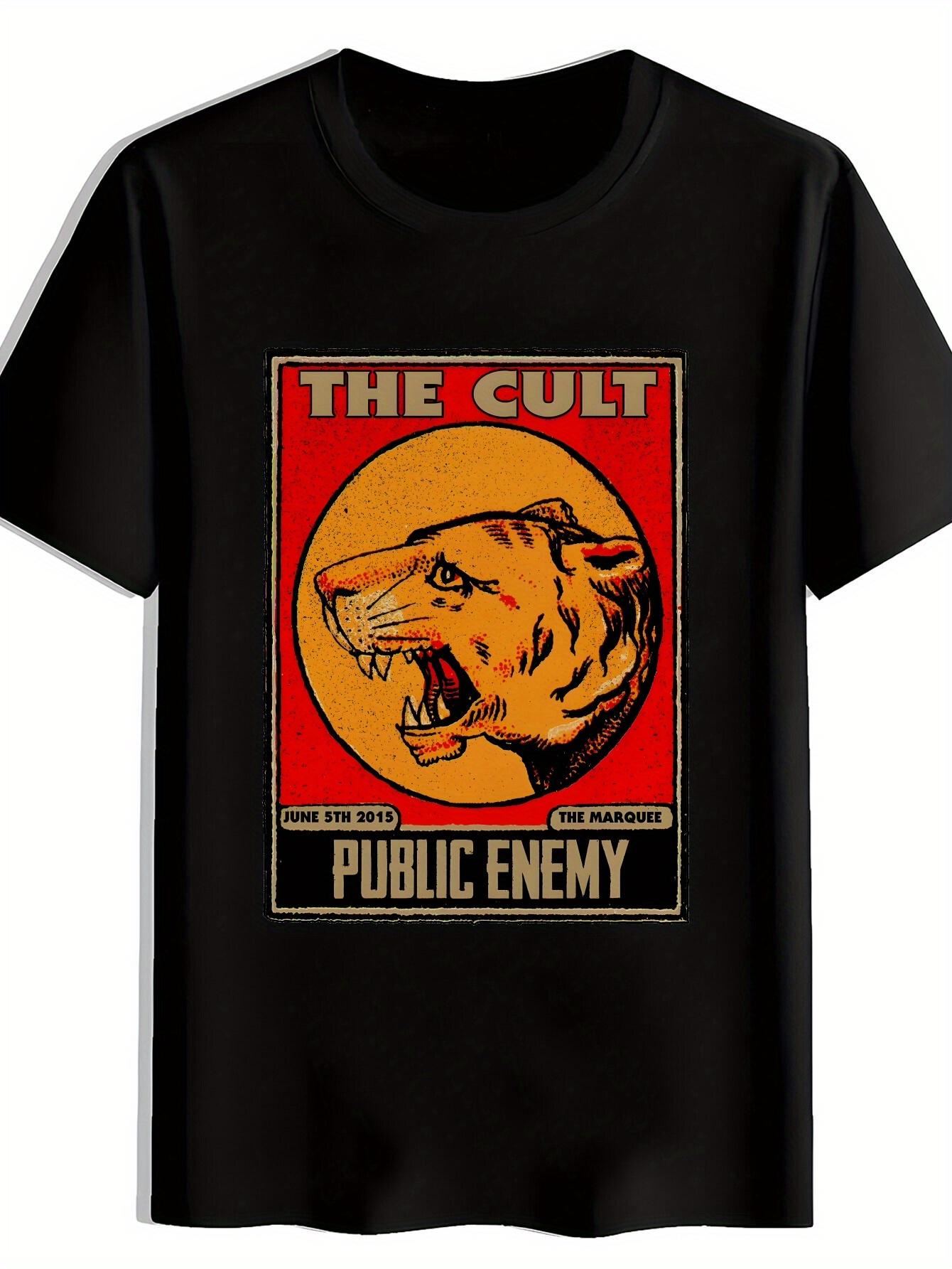 T-shirt Black  The Cult  Graphic - Vintage Rock Band Design with Roaring Tiger XXL