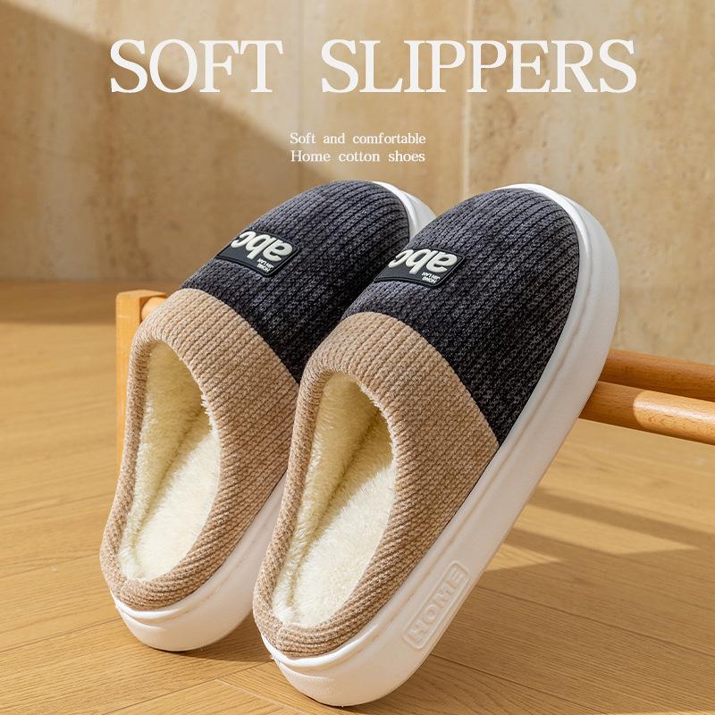 Cotton slippers autumn and winter 2025 new home indoor thickened bottom warm plush cotton mop winter
