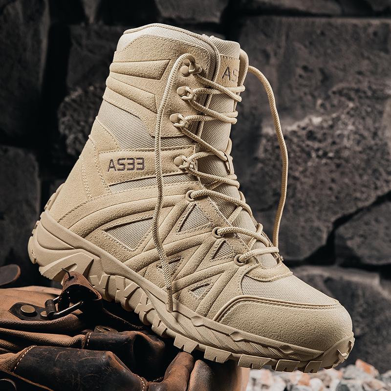 Fashion Mid-Calf Boots Men's Tactical Desert High Top Shoes Retro Style Motorcycle Boots Outdoor Hiking Camping Shoes Comfy Ankle Boots