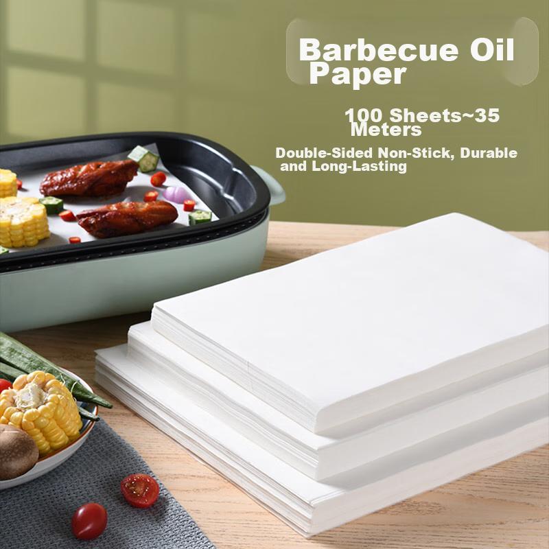 MEIJINJIA (MEIJINJIA) Oven Paper, 20*30cm*100 Sheets, Baking Paper, Silicone Oil Paper, Meat Roasting Paper, Grease-Proof Paper, Air Fryer Paper