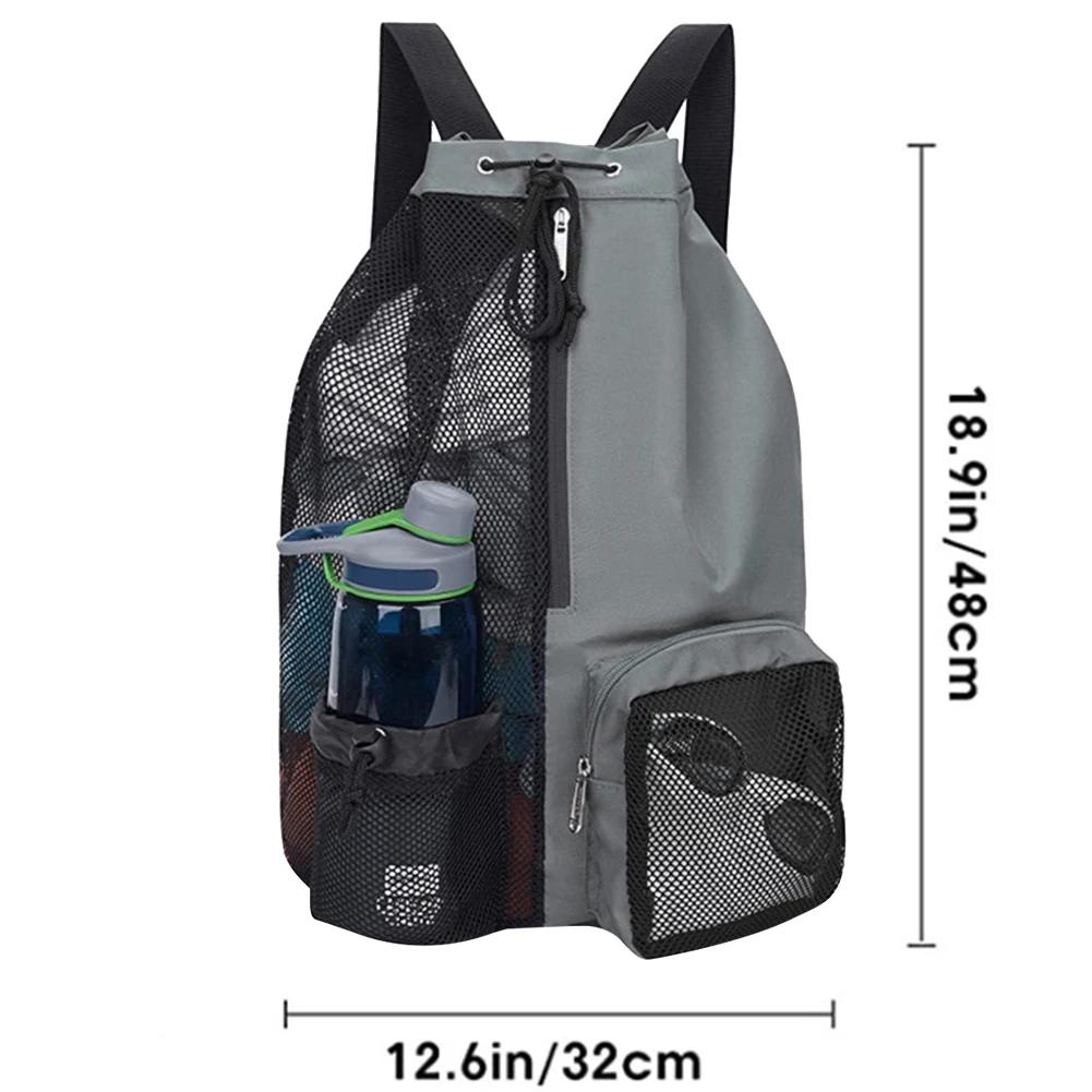 Swimming Bag Drawstring Beach Storage Sports Backpacks Waterproof Bag Wet Dry Bag Thickened Mesh Gym Bag for Training Equipment