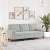 Vidaxl 3-Seater Sofa With Cushions, Light Gray, 180 Cm, Velvet