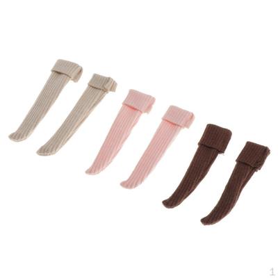 3 Pairs Girls Knee High Socks Knitted Stockings /6 Dolls