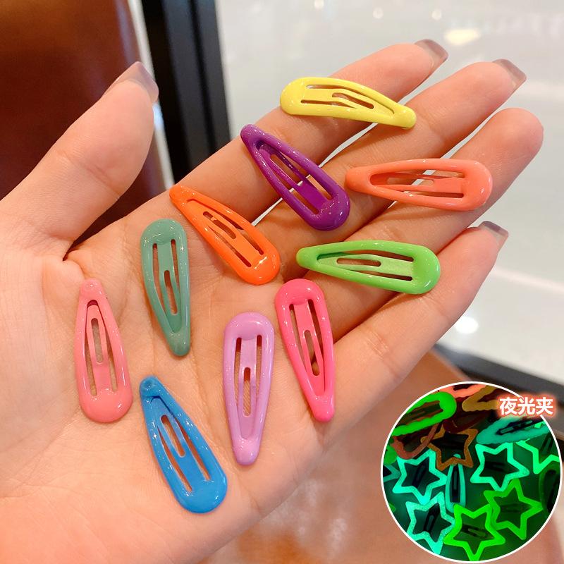 10PCS Candy Color Luminous Star Hair Clips For Kids Girls Headwear Metal Barrettes Cute Heart BB Clips Hairpins Hair Accessories