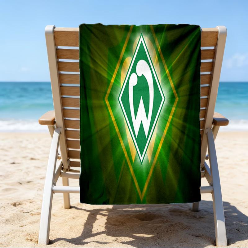 Asciugamano da Spiaggia in Microfibra Werder Bremen, Leggero e Asciugatura Rapida, per Viaggi Estivi, Essenziale per la Spiaggia, Piscina all'Aperto