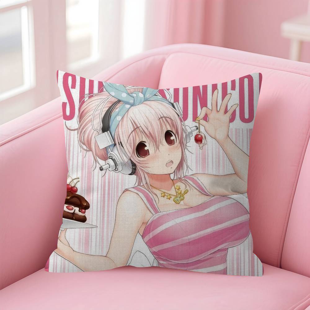 Beautiful Super S-Sonico Anime Personalized Pillow Dust Cover Bedroom Kids Party Decoration Pillowcase Birthday Children Gift