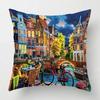 Retro oil painting style home living room decorative cushion cover pillowcase