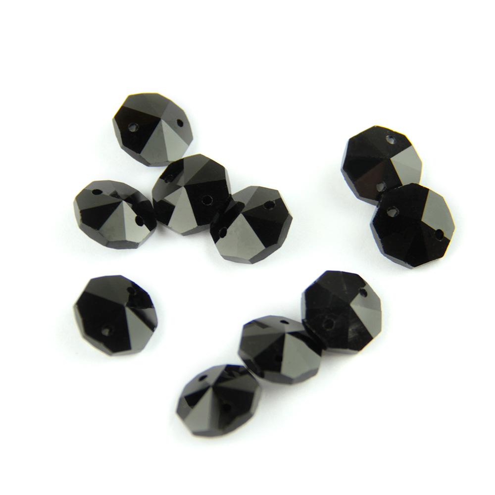 100Pcs 14Mm Crystal Chandelier Parts Glass Octagon Beads In 1 Hole/2 Holes Diy Strand Accessories Sucatchers For Home Decoration