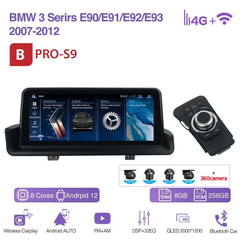 10.25Inch Car Multimedia Video Player For BMW 3 Series E90/E91/E92/E93 2007-2012 GPS Navigation Radio CarPlay 4G 360Camera