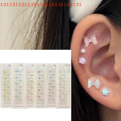 Fashion Exquisite Bowknot Colorful Flower Pearl Ear Point Stickers Ear Pressure Stick Acupuncture Auricular Ear Stickers Massage