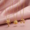 18k Gold-Plated Stainless Steel Apple Cherry Pendant Necklace - Fashionable Christmas Gift