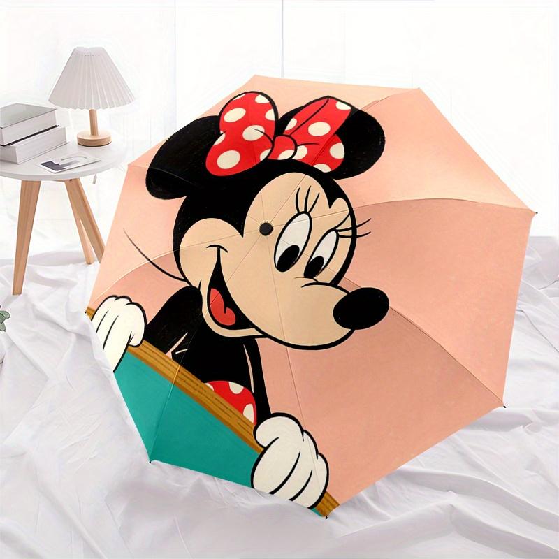 Minnie Mouse, Automatic Opening and Closing Umbrella, Compact Travel Umbrella, Lightweight and Portable, Suitable for Beach Commuting Busine