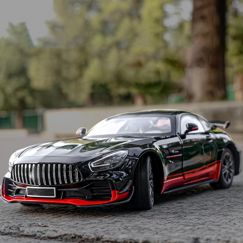 1:18 Mercedes Benz AMG GTR Alloy Metal Model Car Sound & Light Toy Gifts Miniature For Boys Diecast Vehicles Collectables Hobby