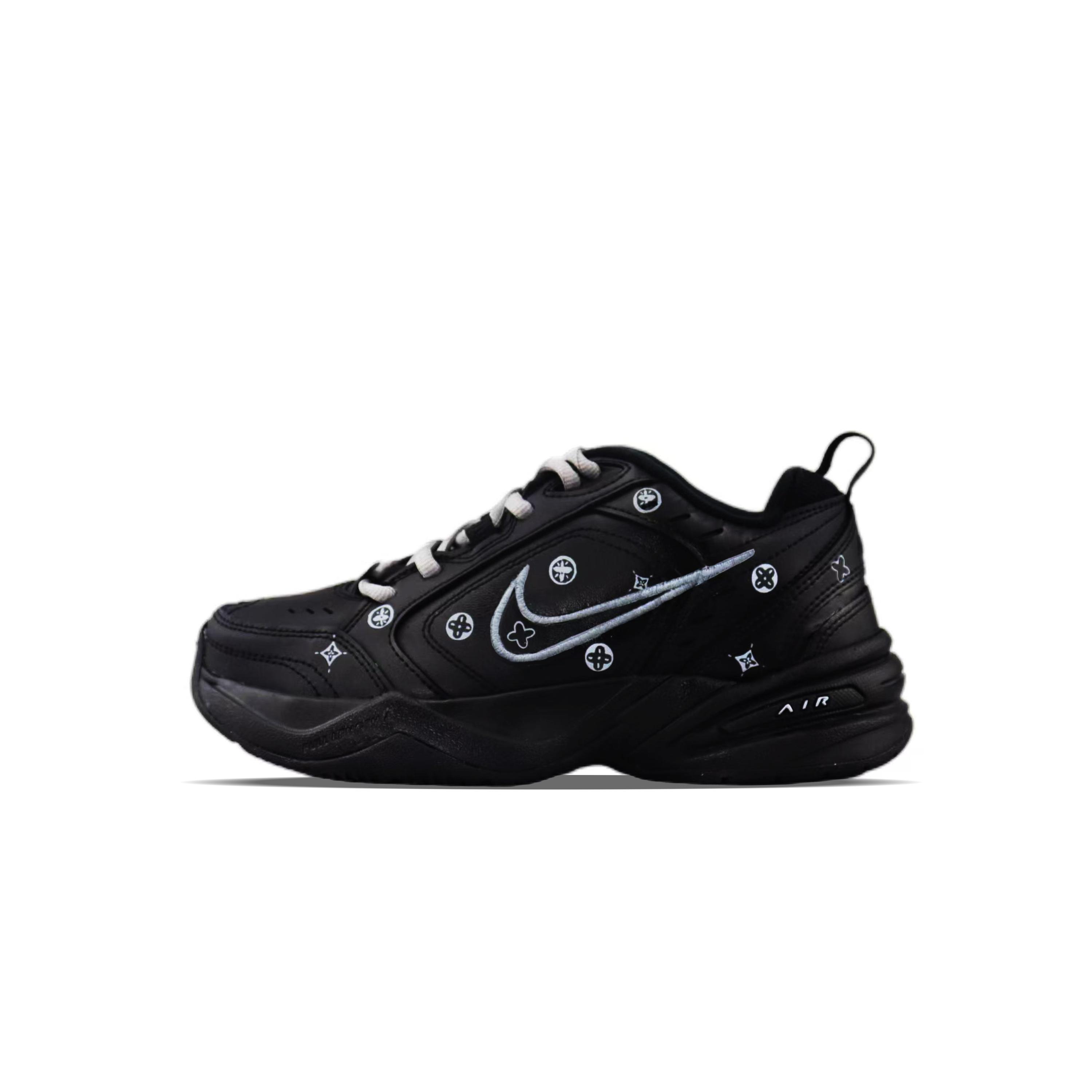 

Nike Air Monarch 4 Slip Resistant Abrasion Resistant Low top Chunky Sneakers Unisex Black White 415445-001(Team129-) 38.5