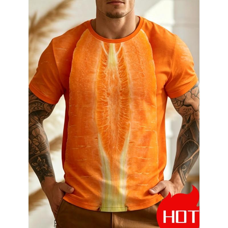 Herren Gelber Mais Koreanischer Salat T-Shirt 3D Gedruckt Kurzarm Gemüse Obst Atmungsaktiv Rundhals Freizeit T-Shirt für Mann