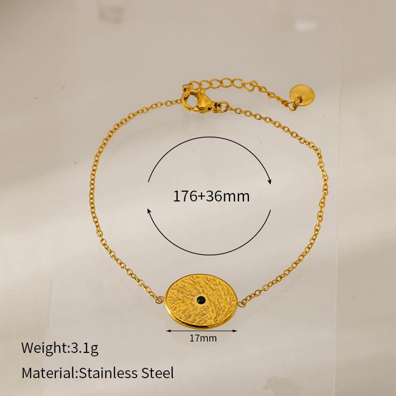 French retro natural stone series turquoise pendant bracelet girl personality high sense gold-plated stainless steel necklace